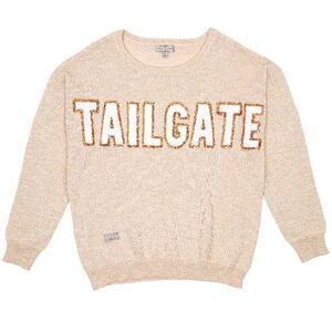 NWT Simply Southern Everyday Pullover Sweater “TAILGATE” Pawprint Tan Cream‎ XL
